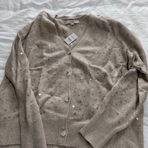 LOFT - Soft beige sequin star cardigan - Picture 2 of 2